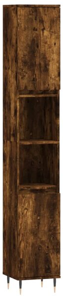 Dulap de baie, stejar afumat, 30x30x190 cm, lemn prelucrat