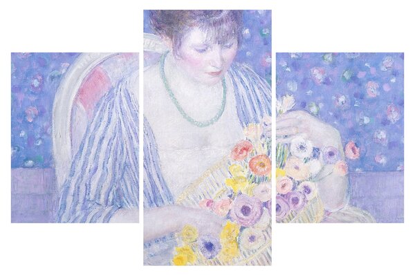 Tablou - Frederick Carl Frieseke, The Basket of Flowers, reproducere (90x60 cm)