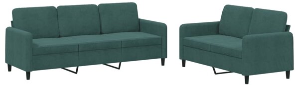Set canapele, 2 piese, verde închis, catifea
