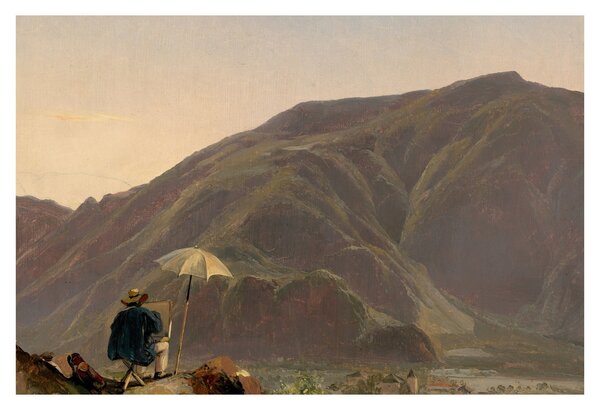 Tablou - Jules Coignet, View of Bozen with a Painter, reproducere (90x60 cm)