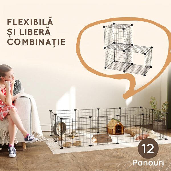 PawHut, tarc modular pentru animale, 35x35cm, negru | Aosom Romania