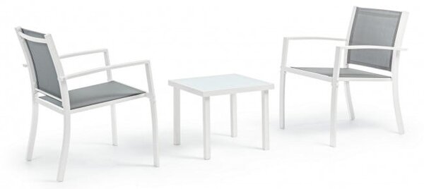 Set masa cu scaune AURI, metal, alb, 58x58x75cm;45x45x38cm