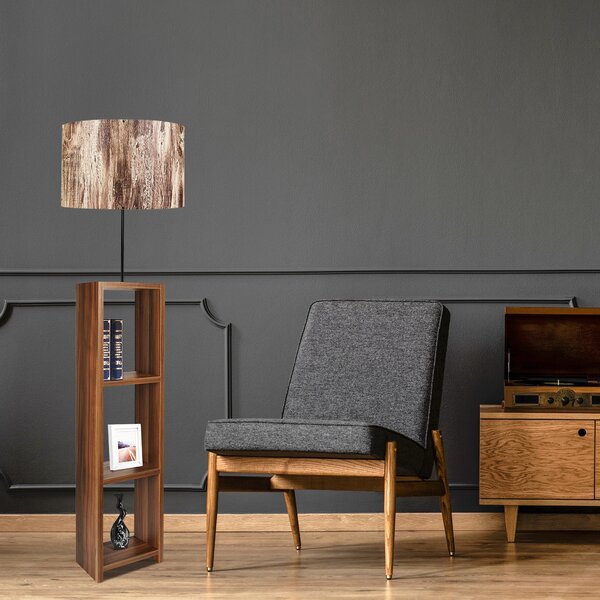 Lampadar cu rafturi AYD-1798, MDF/PVC, maro, 15x90X140 cm