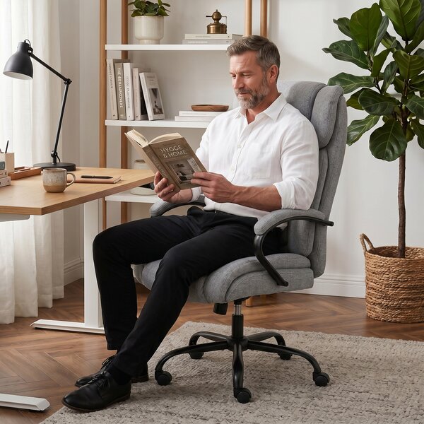 Vinsetto Scaun de birou ergonomic din material tip in, 220 kg, rotativ, reglabil pe înălțime, gri deschis | Aosom Romania