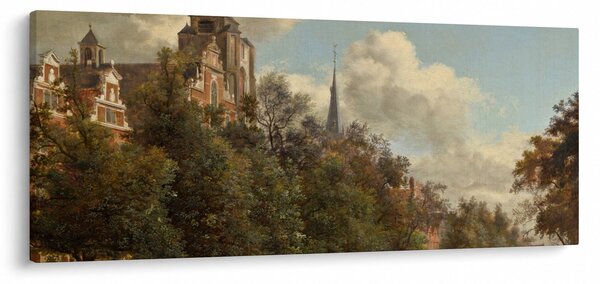 Tablou - Jan van der Heyden, View Down a Dutch Canal, reproducere (120x50 cm)