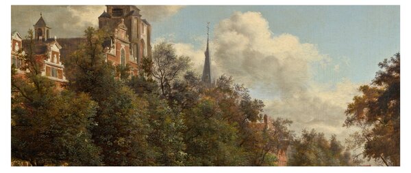 Tablou - Jan van der Heyden, View Down a Dutch Canal, reproducere (120x50 cm)