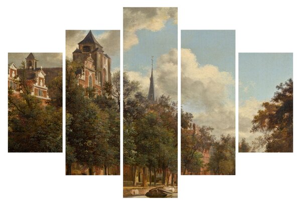 Tablou - Jan van der Heyden, View Down a Dutch Canal, reproducere (150x105 cm)