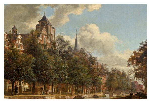 Tablou - Jan van der Heyden, View Down a Dutch Canal, reproducere (90x60 cm)
