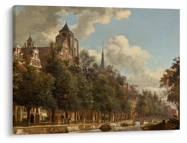 Tablou - Jan van der Heyden, View Down a Dutch Canal, reproducere (70x50 cm)