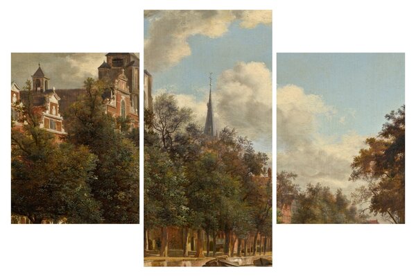 Tablou - Jan van der Heyden, View Down a Dutch Canal, reproducere (90x60 cm)