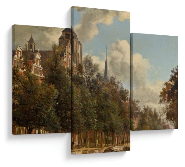 Tablou - Jan van der Heyden, View Down a Dutch Canal, reproducere (90x60 cm)