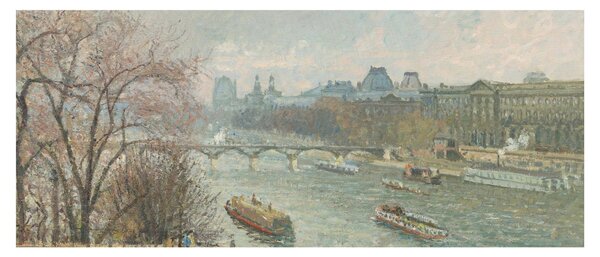 Tablou - Camille Pissarro, The Louvre, Afternoon, Rainy Weather, reproducere (120x50 cm)