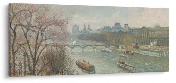 Tablou - Camille Pissarro, The Louvre, Afternoon, Rainy Weather, reproducere (120x50 cm)