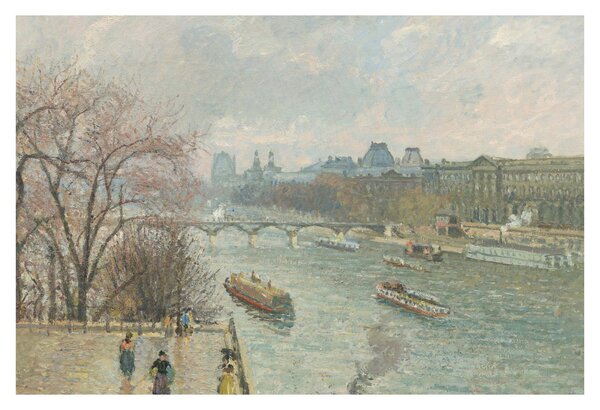 Tablou - Camille Pissarro, The Louvre, Afternoon, Rainy Weather, reproducere (90x60 cm)