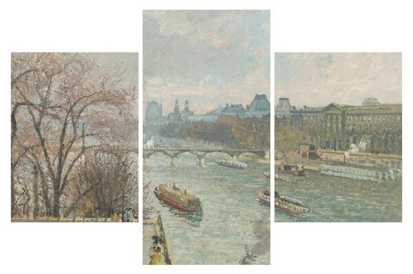 Tablou - Camille Pissarro, The Louvre, Afternoon, Rainy Weather, reproducere (90x60 cm)