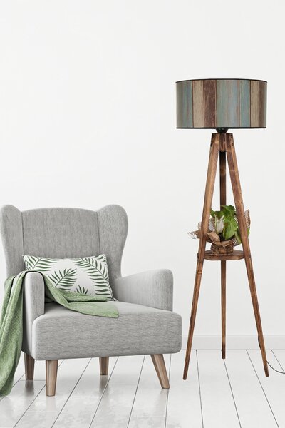 Lampadar cu raft Sehbalı, lemn brad/material textil, multicolor, 24x45
