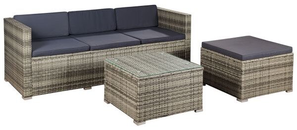 Juskys Set ratan de gradina Punta Cana M - perne gri/antracit