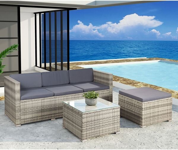 Juskys Set ratan de gradina Punta Cana M - perne gri/antracit