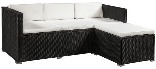 Juskys Set ratan de gradina Punta Cana M - perne negre/crem
