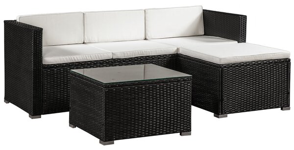 Juskys Set ratan de gradina Punta Cana M - perne negre/crem