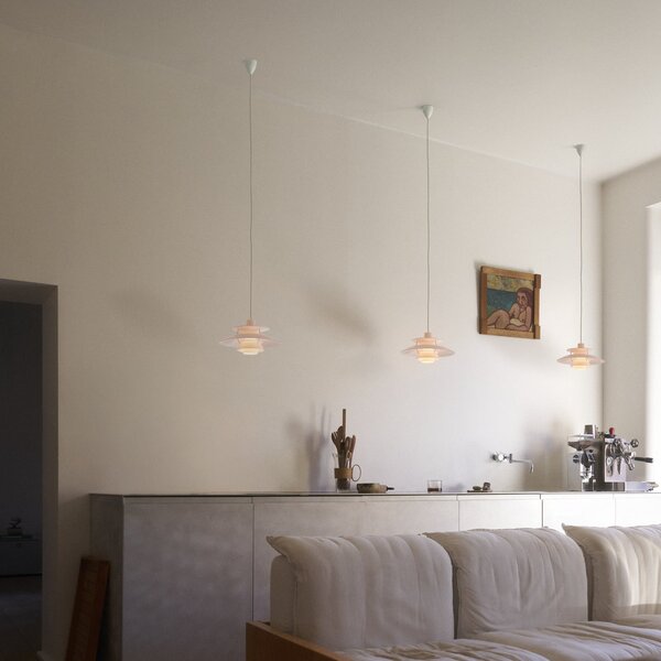 Louis Poulsen Lampă suspendată PH 5 320, alb opal, E14, reglabil, Alb, Camera de zi / sufragerie, Plastic, Design