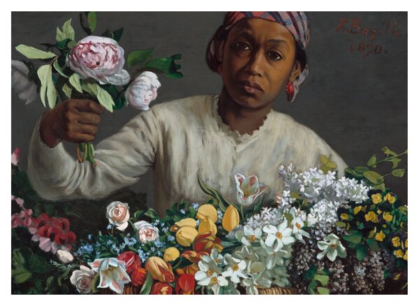 Tablou - Frédéric Bazille, Young Woman with Peonies, reproducere (70x50 cm)