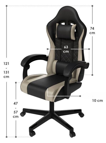 Juskys Scaun de birou HyperSeat - negru/bej