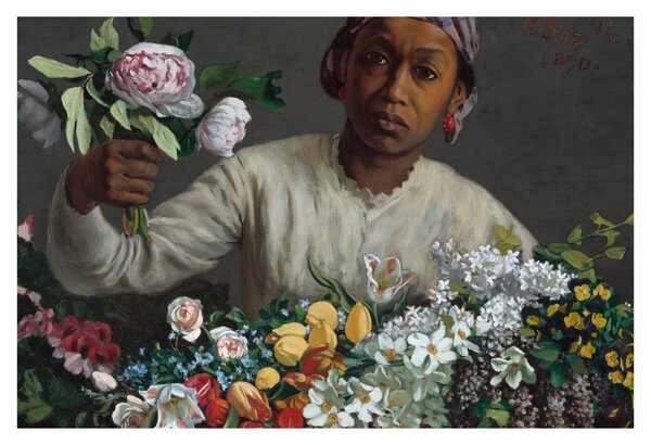 Tablou - Frédéric Bazille, Young Woman with Peonies, reproducere (90x60 cm)