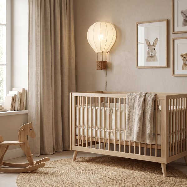 Lindby Aplică de perete pentru copii Aeris, bej, 44 cm, material textil, E27, Bej, Camera copiilor, Țesătură / Textil