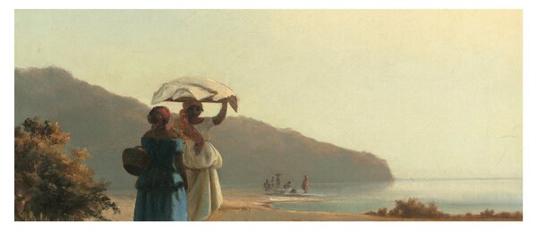Tablou - Camille Pissarro, Two Women Chatting by the Sea, St. Thomas, reproducere (120x50 cm)