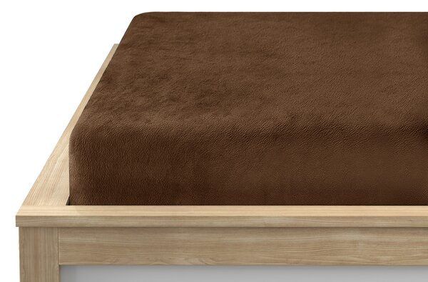 Cearsaf Cocolino microplus cu elastic SOFT 90x200 cm maro inchis