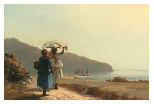 Tablou - Camille Pissarro, Two Women Chatting by the Sea, St. Thomas, reproducere (90x60 cm)