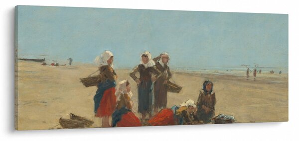Tablou - Eugène Boudin, Women on the Beach at Berck, reproducere (120x50 cm)