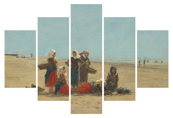 Tablou - Eugène Boudin, Women on the Beach at Berck, reproducere (150x105 cm)