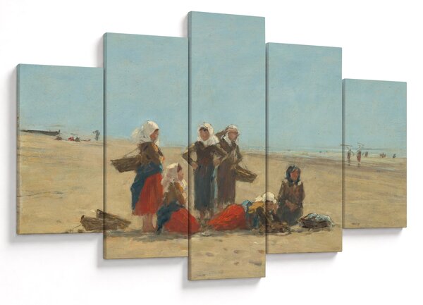 Tablou - Eugène Boudin, Women on the Beach at Berck, reproducere (150x105 cm)