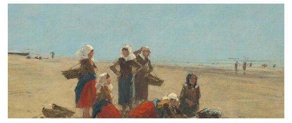 Tablou - Eugène Boudin, Women on the Beach at Berck, reproducere (120x50 cm)