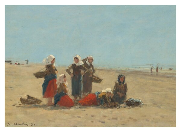 Tablou - Eugène Boudin, Women on the Beach at Berck, reproducere (70x50 cm)