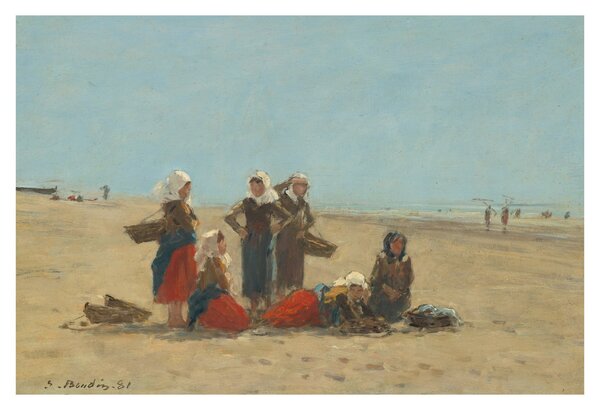 Tablou - Eugène Boudin, Women on the Beach at Berck, reproducere (90x60 cm)