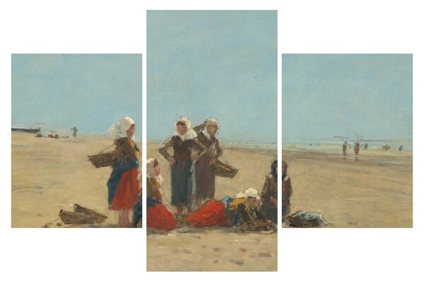 Tablou - Eugène Boudin, Women on the Beach at Berck, reproducere (90x60 cm)