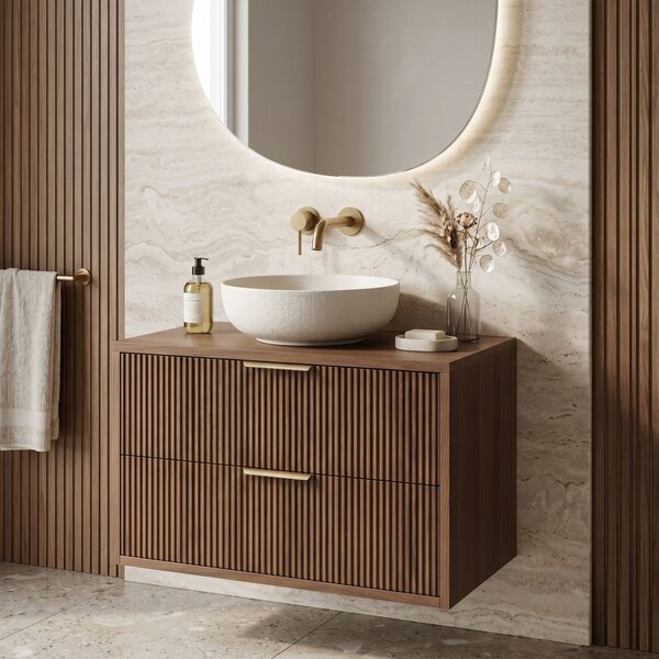 Dulap baie pentru lavoar Rea Mono 80cm Brown