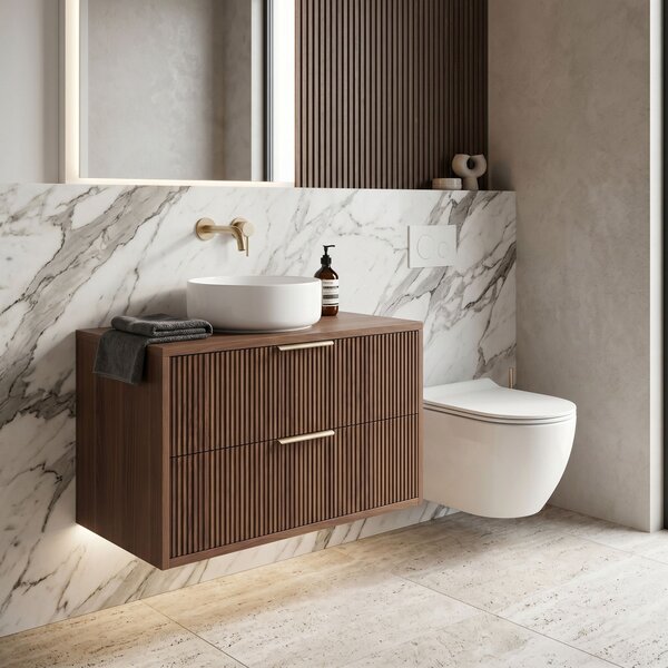 Dulap baie pentru lavoar Rea Mono 80cm Brown