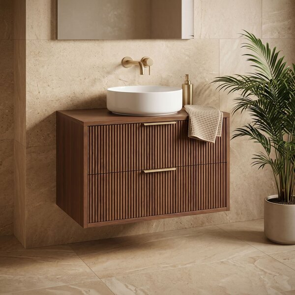 Dulap baie pentru lavoar Rea Mono 80cm Brown