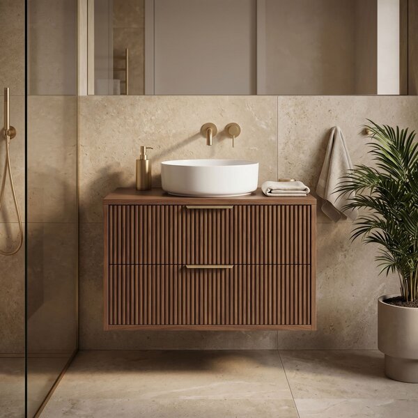 Dulap baie pentru lavoar Rea Mono 80cm Brown