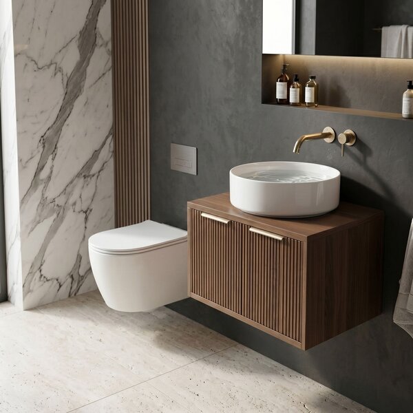 Dulap baie pentru lavoar Rea Core 60cm Brown