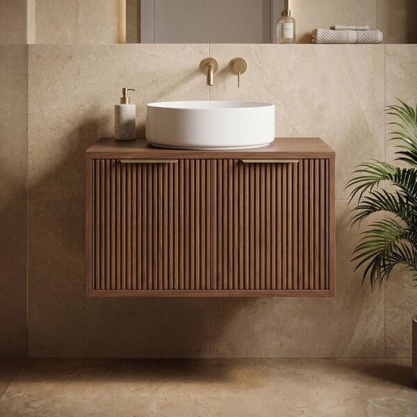 Dulap baie pentru lavoar Rea Core 60cm Brown