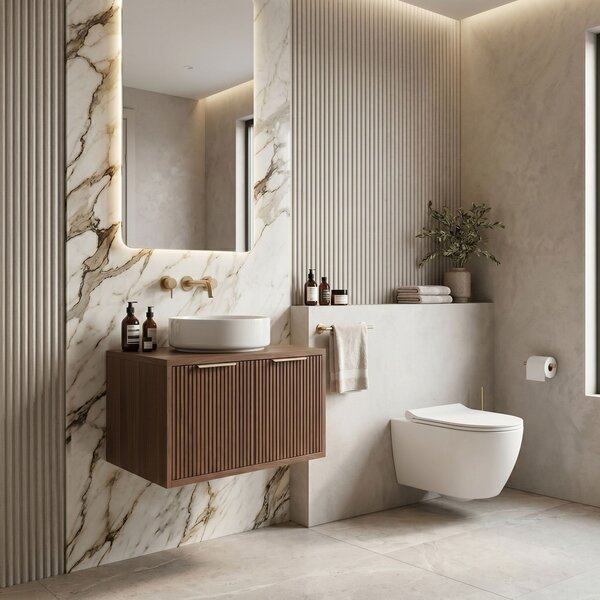 Dulap baie pentru lavoar Rea Core 60cm Brown
