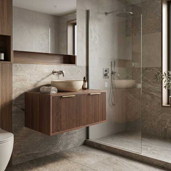 Dulap baie pentru lavoar Rea Core 80cm Brown