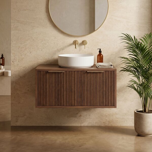 Dulap baie pentru lavoar Rea Core 80cm Brown