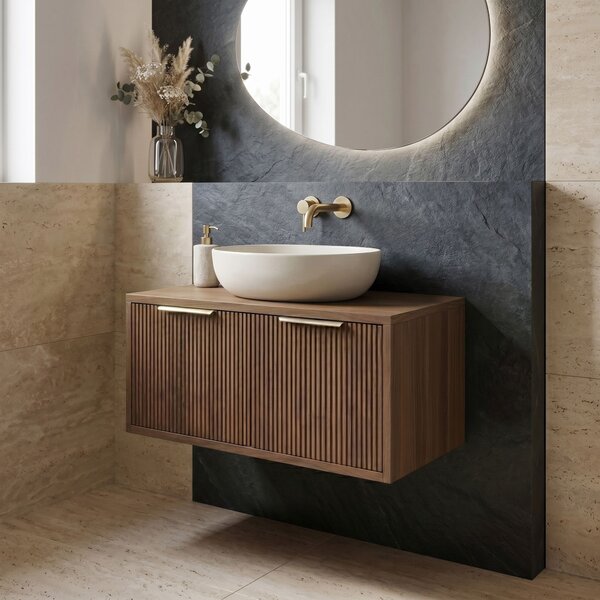 Dulap baie pentru lavoar Rea Core 80cm Brown