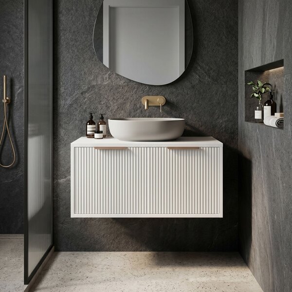 Dulap baie pentru lavoar Rea Core 80cm White